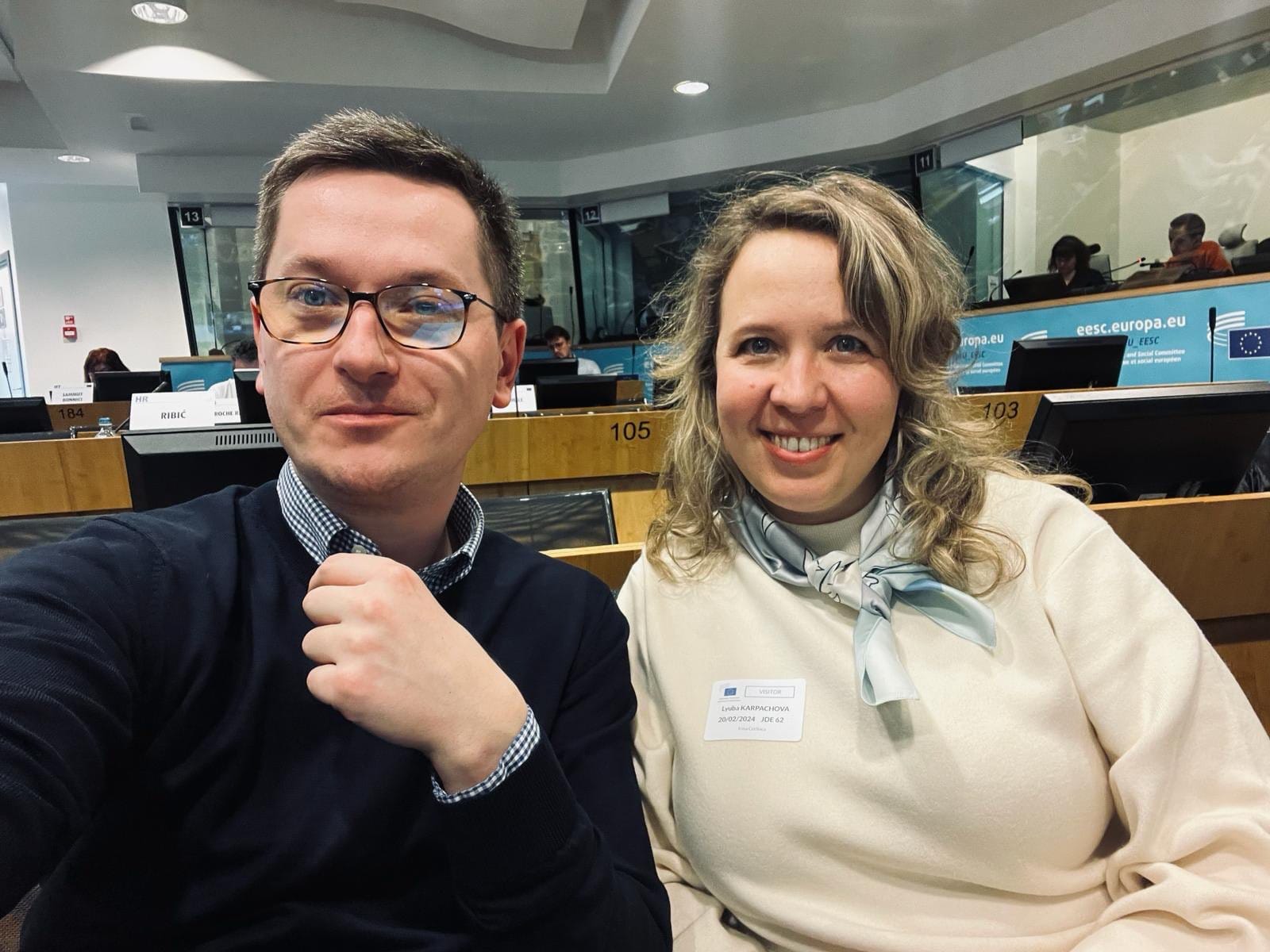 Yesterday, Yehor Pyvovarov, Partnership and Fundraising Lead of Promote Ukraine and Lyuba Karpachova, Refugees Department Lead of Promote Ukraine, took part in a panel discussion of the EESC - European Economic and Social Committee